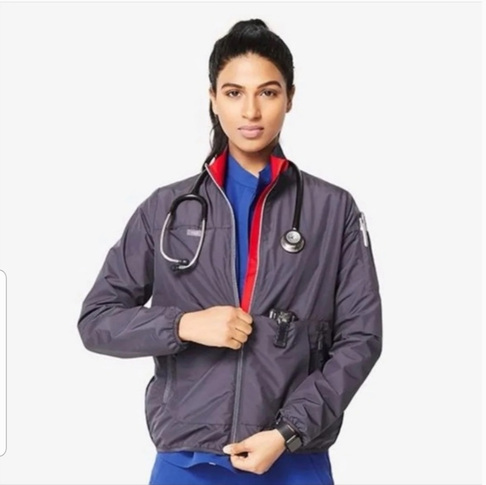 FIGS Charcoal Warm Up Jacket Size XS